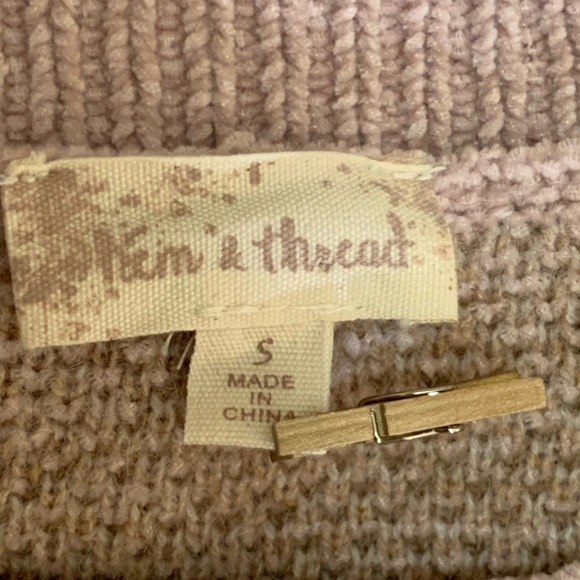 💰Hem & Thread Boxy Rose, Brown, Cream  Crew Neck Sweater -Size S - Picture 7 of 10